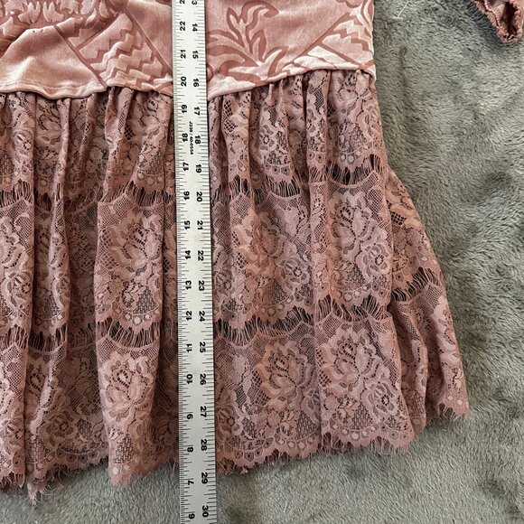 Free People Fortune Teller Velvet Lace Shirt Blouse Pink XS Extra Small - Picture 6 of 9